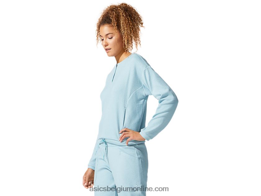zachte stretch sweattop voor dames V6HXR24053 rook blauw Asics