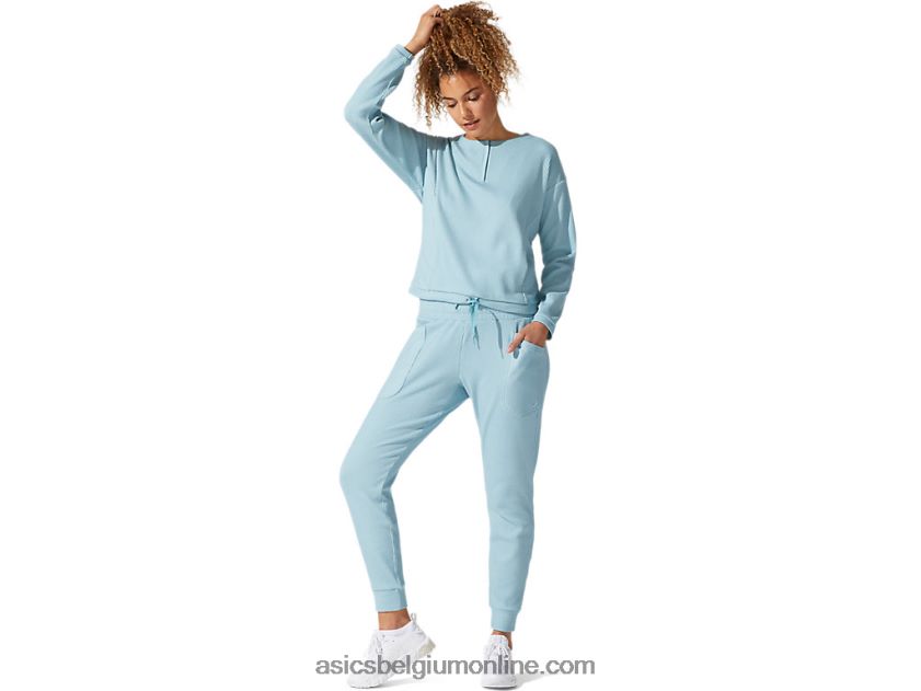 zachte stretch sweattop voor dames V6HXR24053 rook blauw Asics