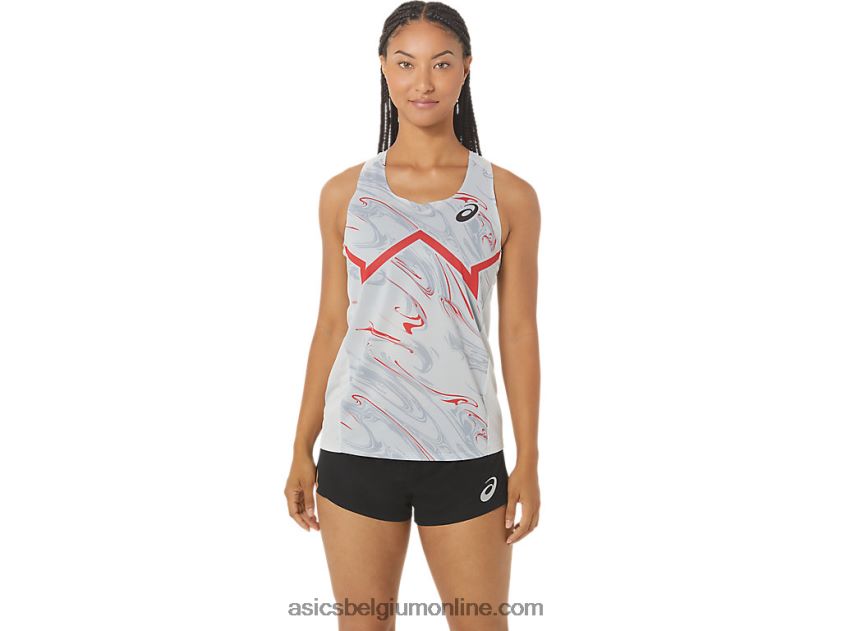 cj-line light singlet voor dames V6HXR22339 gletsjergrijs/elektrisch rood Asics