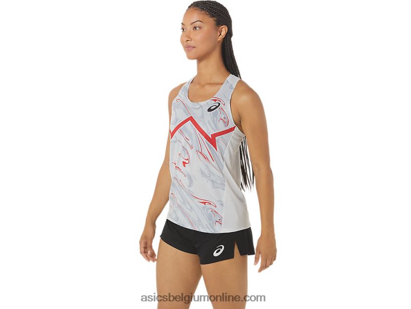 cj-line light singlet voor dames V6HXR22339 gletsjergrijs/elektrisch rood Asics
