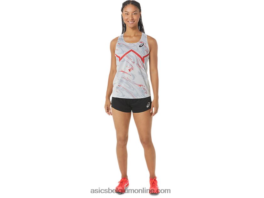 cj-line light singlet voor dames V6HXR22339 gletsjergrijs/elektrisch rood Asics