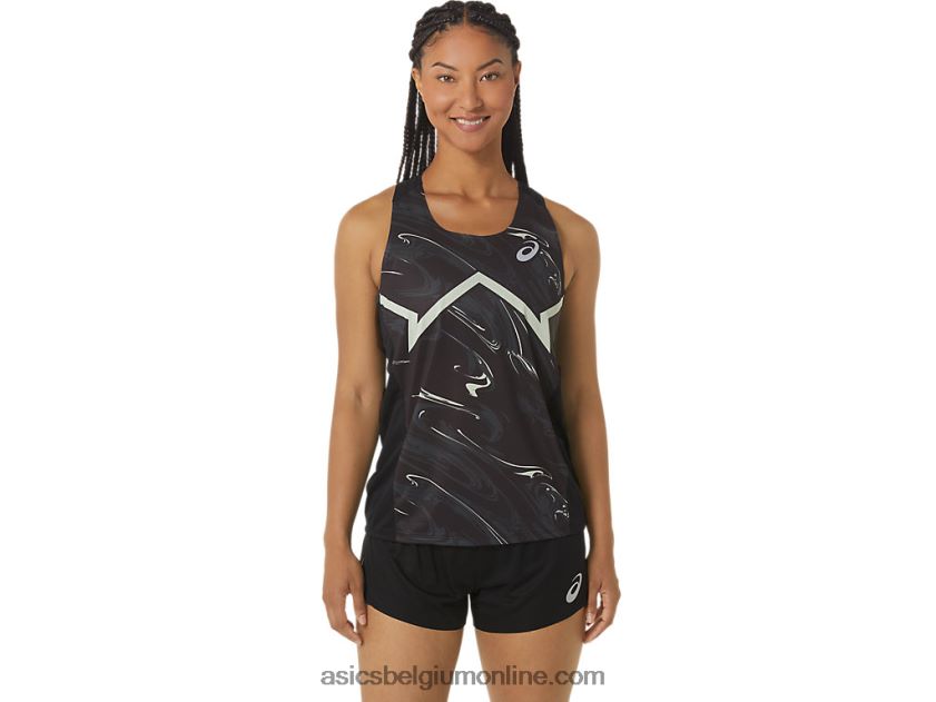cj-line light singlet voor dames V6HXR22347 performance zwart/fluistergroen Asics