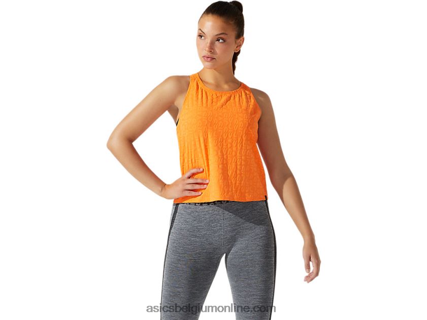 cropped jacquard tanktop met logo voor dames V6HXR23942 zon perzik Asics