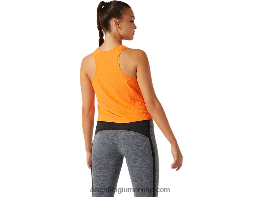 cropped jacquard tanktop met logo voor dames V6HXR23942 zon perzik Asics