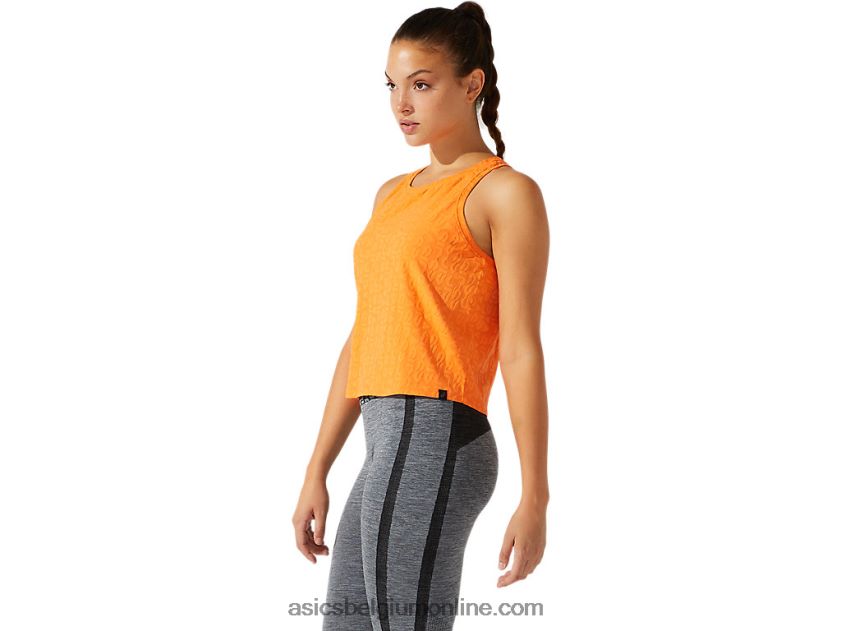 cropped jacquard tanktop met logo voor dames V6HXR23942 zon perzik Asics