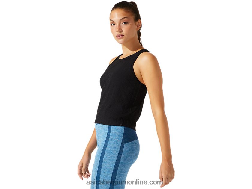 cropped jacquard tanktop met logo voor dames V6HXR23965 prestatie zwart Asics
