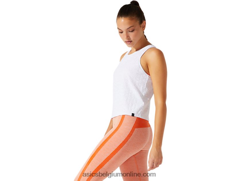 cropped jacquard tanktop met logo voor dames V6HXR23966 briljant wit Asics