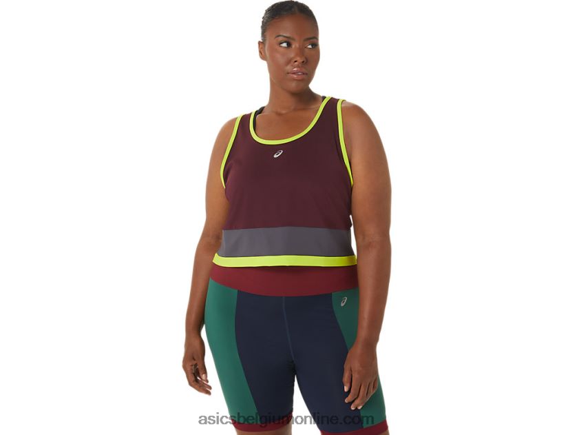 dames de nieuwe sterke hergebruikte tank V6HXR23367 kastanjebruin/staalgrijs Asics