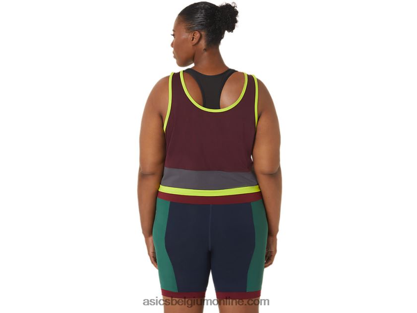 dames de nieuwe sterke hergebruikte tank V6HXR23367 kastanjebruin/staalgrijs Asics