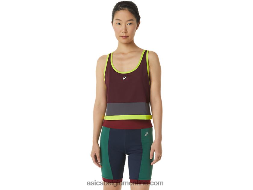 dames de nieuwe sterke hergebruikte tank V6HXR23367 kastanjebruin/staalgrijs Asics
