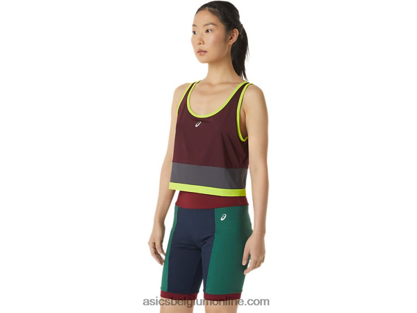 dames de nieuwe sterke hergebruikte tank V6HXR23367 kastanjebruin/staalgrijs Asics