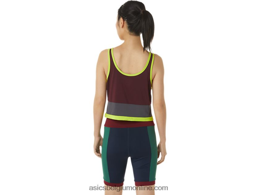 dames de nieuwe sterke hergebruikte tank V6HXR23367 kastanjebruin/staalgrijs Asics