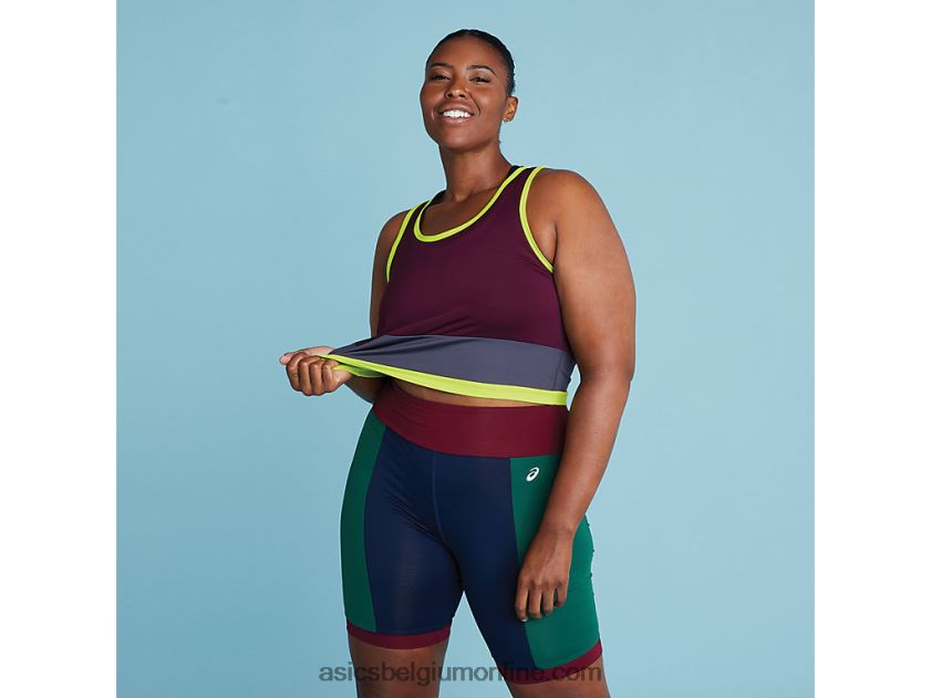 dames de nieuwe sterke hergebruikte tank V6HXR23367 kastanjebruin/staalgrijs Asics