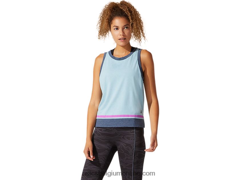dames tanktop met kleurvlakken V6HXR24066 rook blauw Asics