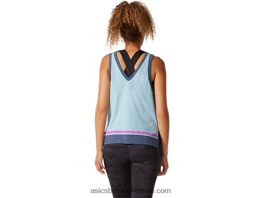 dames tanktop met kleurvlakken V6HXR24066 rook blauw Asics