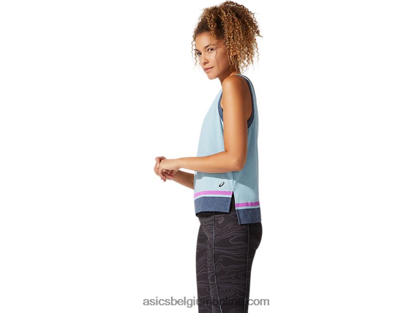 dames tanktop met kleurvlakken V6HXR24066 rook blauw Asics