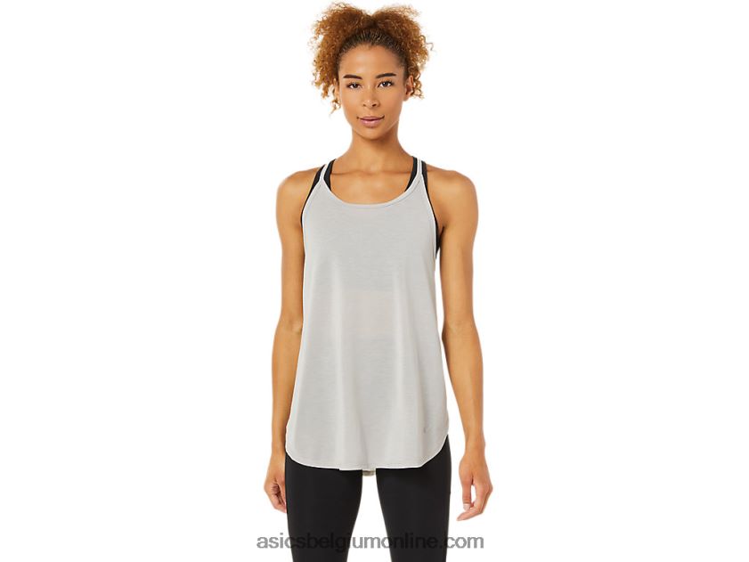 mouwloze top met split voor dames V6HXR23365 oester grijs Asics