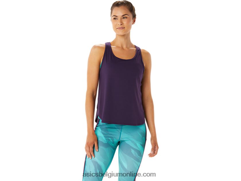 mouwloze top met zijsplitten voor dames V6HXR22934 nacht schaduw Asics