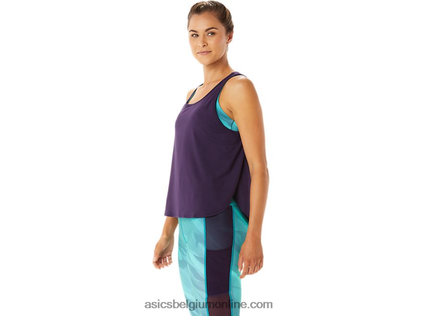 mouwloze top met zijsplitten voor dames V6HXR22934 nacht schaduw Asics