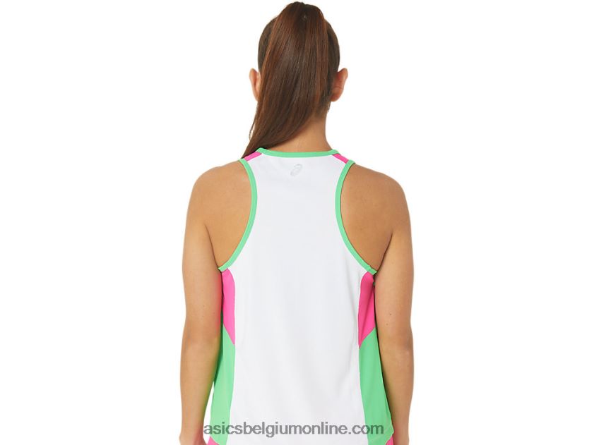 nieuw sterk hergebruikt hardloopsinglet voor dames V6HXR22353 wit/baan/roze glo Asics