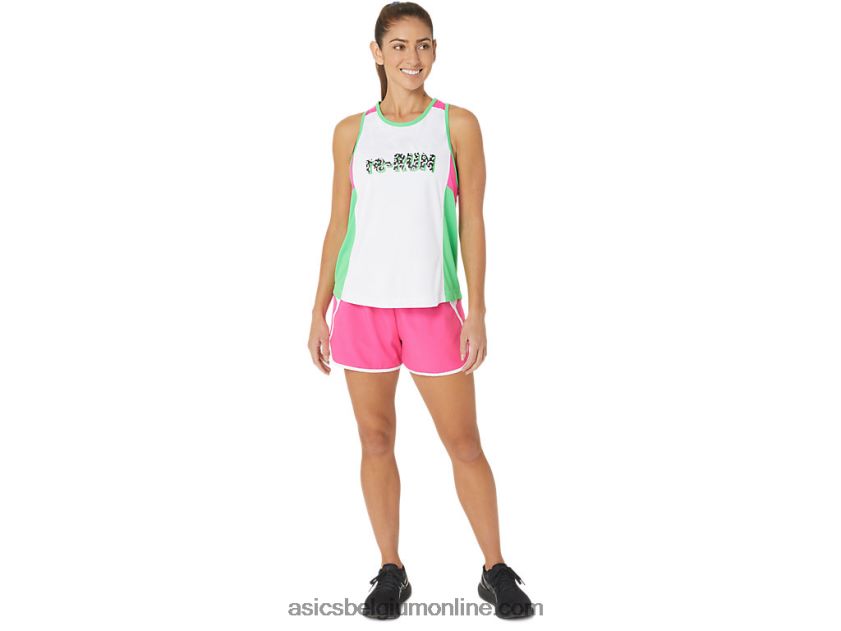 nieuw sterk hergebruikt hardloopsinglet voor dames V6HXR22353 wit/baan/roze glo Asics
