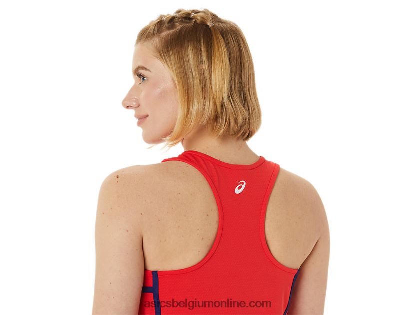 nieuwe sterke 92-tank voor dames V6HXR23060 rode waarschuwing/duik blauw Asics