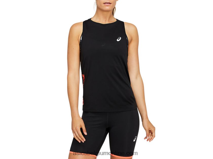 toekomstige tokyo-tanktop voor dames V6HXR24130 prestatie zwart/zonsopgang rood Asics