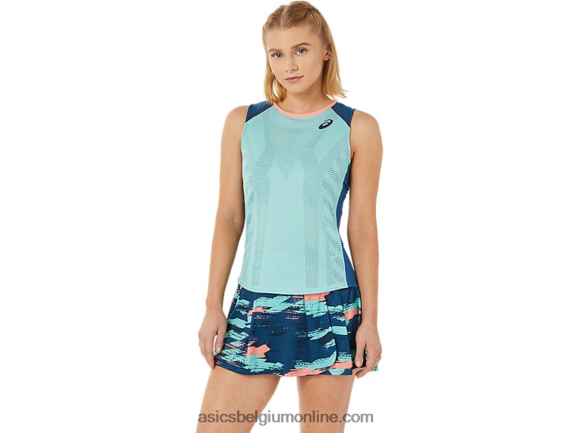 wedstrijdtank voor dames V6HXR23495 oase groen/licht indigo Asics