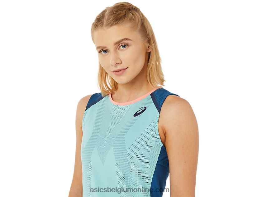 wedstrijdtank voor dames V6HXR23495 oase groen/licht indigo Asics